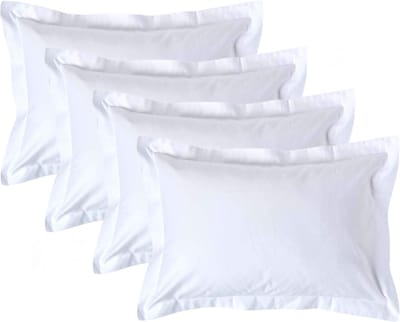Homescapes Luxe Satijn Kussensloop 50x75 cm met Sierrand – Wit – Set van 4 – 100% Egyptisch Katoen Satijn – Draaddichtheid 1000