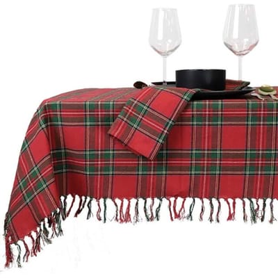 Unique Living tafelkleed xmas tartan red 150x200cm
