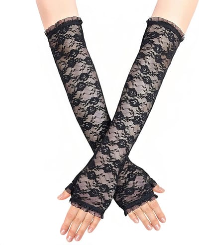 Elegante Kanten Handschoenen voor Vrouwen, Perfect voor Bruiloften, Avonden en Theepartijen, Stretchy en Stijlvol met Bloemenmotief