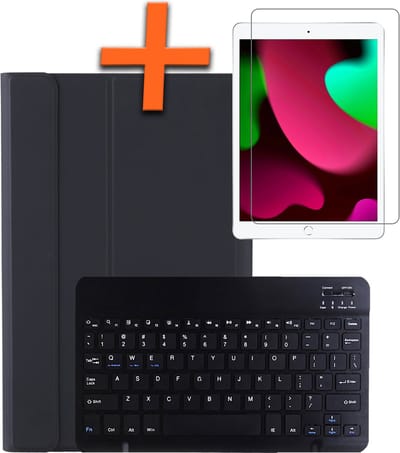 Hoesje - Geschikt voor Apple iPad 7 (2019) - 10.2 inch - 7e Generatie - Met Screenprotector - Keyboard Book Cover - Toetsenbord Case - Hoes - Zwart