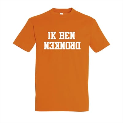 Shirt Oranje - Koningsdag shirt Ik ben dronken - Maat S