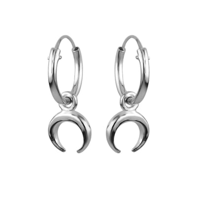 Zilveren oorringen - Halve maan hanger - 925 zilver - Hypoallergeen