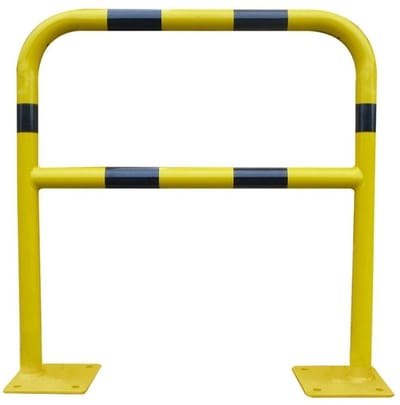 Veiligheidsbarrière – Zwart/geel staal – 1000 mm met voetplaat – Ø 40 mm