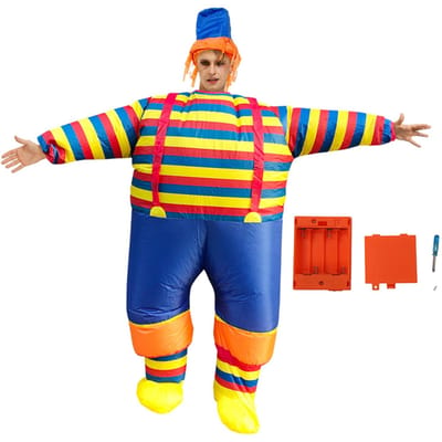 Opblaasbaar Clownskostuum Opblaasbaar Joker Jumpsuit voor Halloween Cosplay Feest Kerstmis Volwassen Maat red