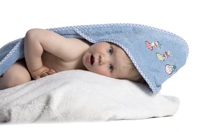 Unyqoos ® Superzachte Baby Badhanddoek met Capuchon, 100x100 cm, Lichtblauw Katoen, Schattig Hondenthema
