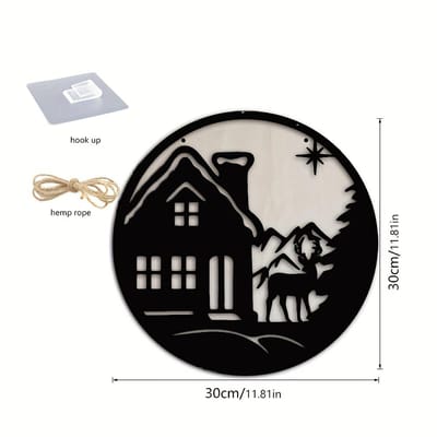 1 pièce Flocon de Neige de Noël Élan de Noël Acrylique Bois Plaque Double Paroi, Décoration de Fête à Domicile Suspensions Murales Pack of 1 white