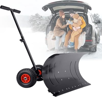 In hoogte verstelbare sneeuwschuif met wielen - 75cm werkbreedte - Sneeuwruimer voor oprit en tuin