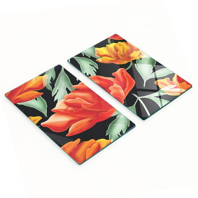 Keukenplanken van gehard glas met tropische bloemenprint, 2x30x52 cm