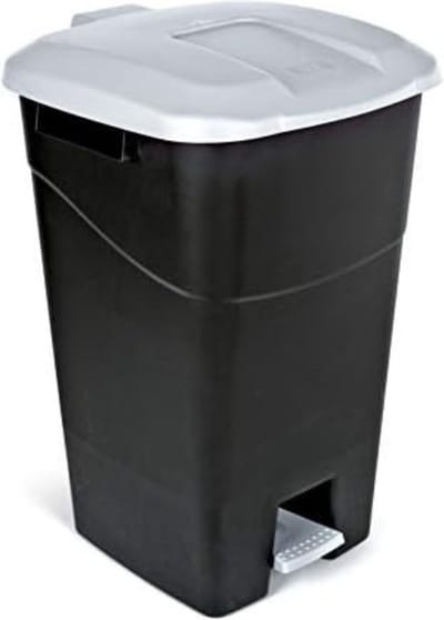 Pedaalemmer 60 Liter - Afvalemmer 60 Liter - Prullenbak 60 Liter - Zwarte basis/grijs deksel