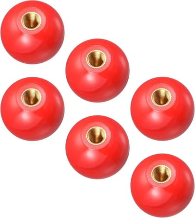 Draadknoppen van 30mm in Rood - 6 Stuks Plastic Balknoppen met M8 Draad voor Machinehandvat Vervanging en Verbetering van Apparatuur