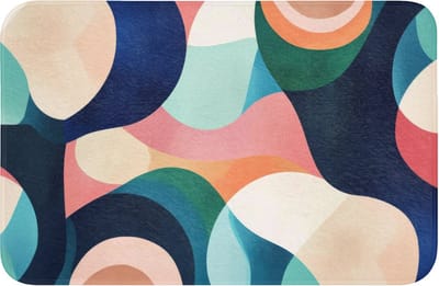 WC mat 60x40 cm - Antislip - Abstract - Blauw - Roze - Toiletmat - Vloermat - Douchemat - Toilet tapijt - Toiletmatten