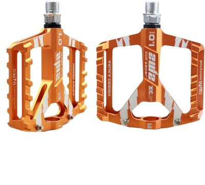 Fietspedalen - Platte pedalen - Mountainbike Wegfiets - Antislip noppen - 9/16 inch - Oranje