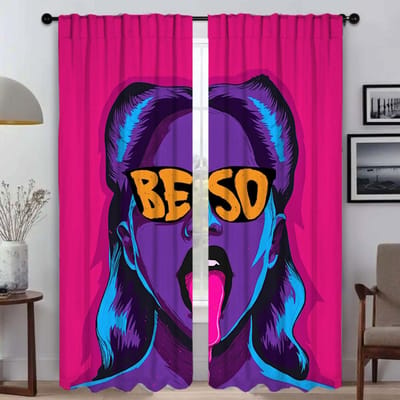 Abstracte Vrouw Psychedelische Manda Tinten Gordijnen voor Woonkamer Gordijn Jaloezieën Scheidingswand Halloween Decoratie Tule voor Slaapkamer W50xH70cmx2pcs-CL