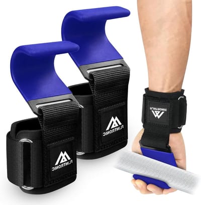 SnelShoppen - Unisex Weight Lifting Hook met 8 mm Anti-Slip Rubber Polssteun, Neopreen Polssteun voor Krachttraining, Powerlifting, Deadlift en Shrugs