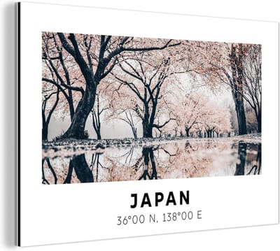 Wanddecoratie Metaal - Aluminium Schilderij Industrieel - Sakura - Japan - Lente - 180x120 cm - Dibond - Foto op aluminium - Industriële muurdecoratie - Voor de woonkamer/slaapkamer