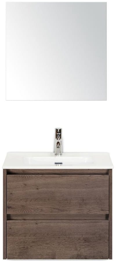 Dante Badmeubelset 60 cm - Tabacco - Keramische Wastafel Wit Cover met Spiegel