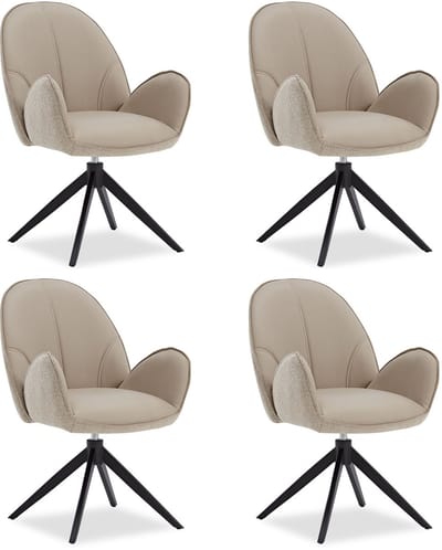 Homestyle4u Eetkamerstoel - set van 4 Beige - met armleuningen - draaibaar