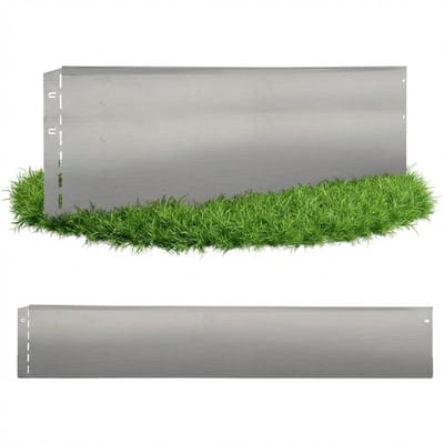 GartenAZ Borderrand - Gazonrand van Verzinkt Metaal - Flexibele Montage - Zilver - 100 cm x 13 cm (5 stuks)