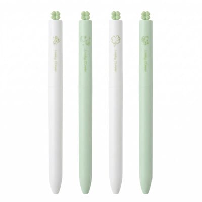 Ainy - Schattige Klaver Vier Pennen - Set van 4 pennen voor etui of pennenzak | Unieke draaibare fidget design | Zwart Inkt| Ideale teken balpennen cadeauset voor kinderen en volwassenen