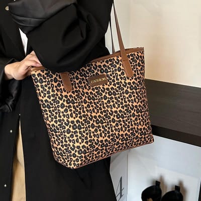 Dameshandtas met luipaardprint met grote capaciteit Nieuwe herfst- en wintermode Schoudertas voor woon-werkverkeer Retro hand-okseltas brown