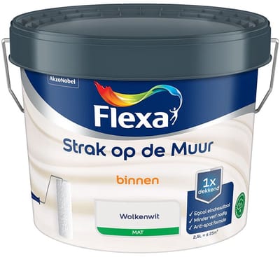 Flexa - Strak Op De Muur Binnen Mat - Wolkenwit - Mengverf - 2,5 L