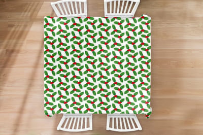 Kerst Tafelkleed - Kerstmis Decoratie - Tafellaken - Patronen - Kerstmis - Maretak - 180x180 cm - Kerstmis Versiering - Tafeldecoratie Kerstmis - Kerstdecoratie tafel - Tafelversiering