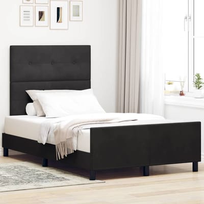 vidaXL - Boxspring - bed - met - hoofdeinde - Zwart - 120 - x - 190 - cm - Fluweel