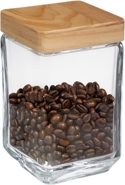 5Five voedsel/spullen voorraadpot - Glas met houten deksel - 1700 ml - Met luchtdichte sluiting