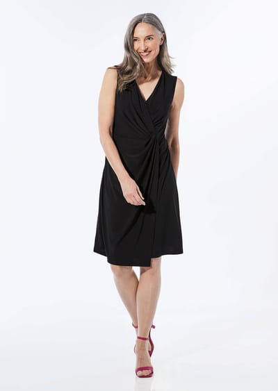 Elegante wikkeljurk van slinky stof - zwart - Gr. 42 van Goldner Fashion