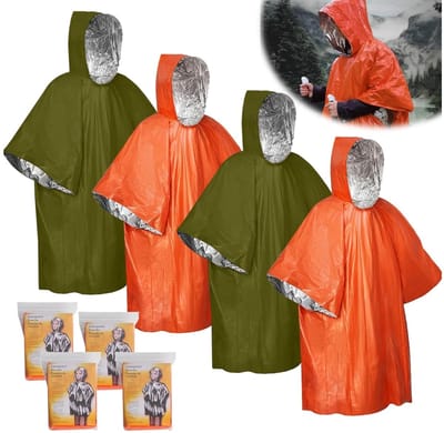 Waterdicht Overlevingsdeken - Emergency Survival regenponcho 4Stuks