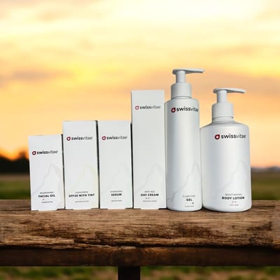 CADEAUTIP : Swiss Vitae set van 6 verschillende Huidproducten - Dagcreme, Bodylotion, Hydrating Serum etc SALE