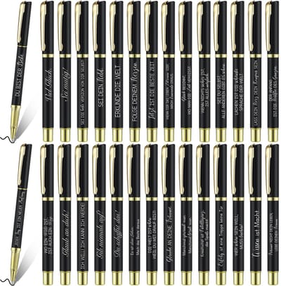 Dailygoods- Balpen Intrekbaar - 30 Stuks - Motivatiepennen met Inspirerende Woorden - Zwarte Inkt - Kantooraccessoire - Elegant Cadeau - Schrijfgerei