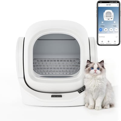 Automatische Kattenbak - Zelfreinigende - Slimme - Elektrische - App - Sensor - Geurfilter - Kinderslot - Binnen - 53x45,5x56,5cm - 68L - Wit