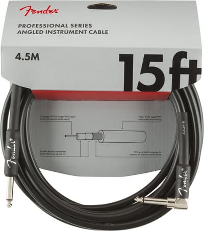 instrumentkabel - 990820059 - 15ft zwart met haakse plug