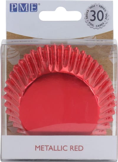 PME Cupcake Vormpjes Papier met Folie - Metallic Rood - pk/30 - Baking Cups