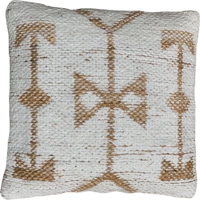 Rocaflor - Sierkussen - Chenille - Wit - Jute - Naturel- 50x50cm