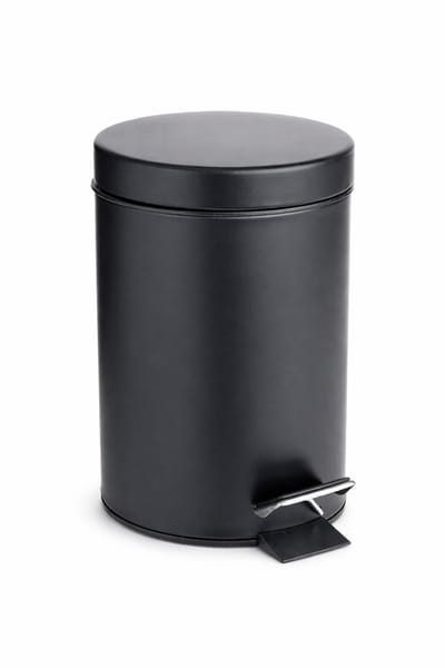 Pedaalemmer 3L Zwart – Afvalemmer met Pedaal – Gecoat Metaal – Compacte Prullenbak voor Badkamer, Toilet of Keuken – Ø16 x 26 cm