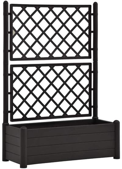Plantenbak met klimrek - Bloembak - Weerbestendig - Met trellis - Buiten - Plantenrek - 90 Liter - Antraciet