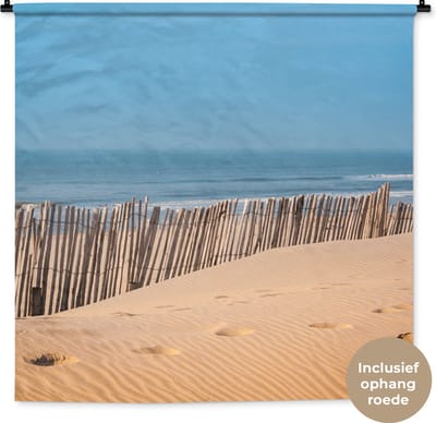 Wandkleed - Wanddoek - Strand - Zee - Palen - 120x120 cm - Wandtapijt