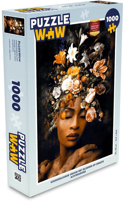 Puzzel Bloemen - Vrouw - Goud - Legpuzzel - Puzzel 1000 stukjes volwassenen
