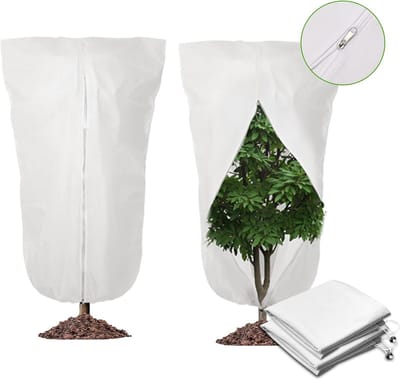 2 Stuks Plantenhoes - Winterhoes - Plantenhoes tegen vorst - Duurzaam - Winterplantenbedekking - Ritssluiting Met Trekkoord - plantenbescherming - Vorstbeschermingsjas - voor Buitenplant Koude Weer Beschermer - 120x180 cm - Wit