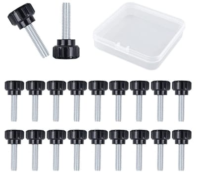20x Gekartelde Duimschroeven M5 x 20 mm - Koolstofstaal Vingerschroef met Ronde Kop - Inclusief Opbergkoffer