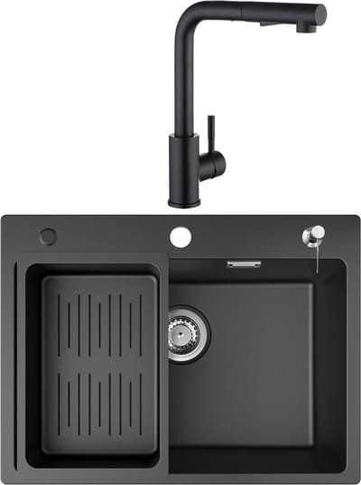 CECIPA Max 60X45cm Spoelbak Keuken - Multifunctionele Spoelbak Met Keukenkraan - Spoelbak Met Zeepdispenser - Spoelbakken Keuken - Wasbak met waterafvoersysteem