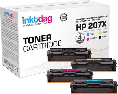 Inktdag toner Compatible with HP 207X, HP 207a, HP W2210X BK, HP W2211XC, HP W2212XY, HP W2213XM (with chip) for HP Color Laserjet Pro MFP M283fdw M282nw M283fdn M255dw toner for HP 207