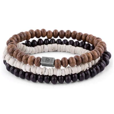 Miro Armbandtrio met Kokosnoot- & Houten Kralen