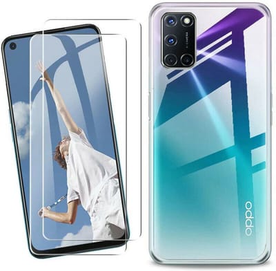 Hoesje Geschikt voor Oppo A16 / A16S Hoesje Transparant cover Case Met 2x Screenprotector - Hoesje Geschikt voor Oppo A16s / A16 Hoesje Silicone Transparant Case Cover - Hoesje Geschikt voor Oppo A16S / A16 Screenprotector