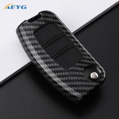ABS Koolstofvezel Autosleutelhoes Cover Voor Ford Focus 2 Mk2 Fiesta Mondeo Galaxy Ecosport Kuga Escape Falcon B-Max C-Max Sleutelhanger gray