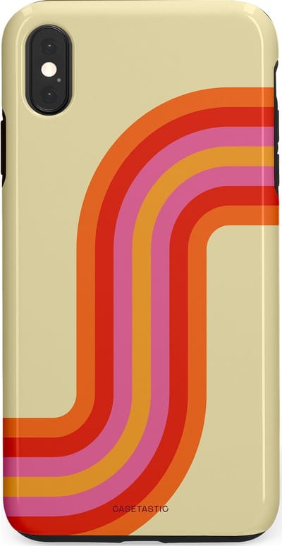 Casetastic hoesje geschikt voor Apple iPhone XS Max - Dubbellaagse bescherming - Retro bocht - Fashion Case - Zand Rood Oranje Roze