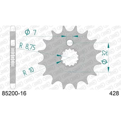 Stalen motortandwiel voor Afam 520 16 dents