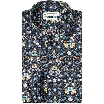Giordano Overhemd Maggiore Fancy Flowers Donker Navy-Multi / male